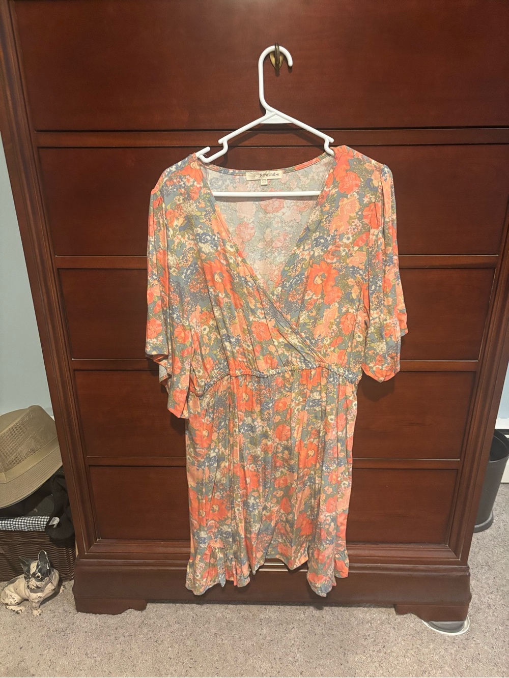 Rewind Floral Pink Blue Coral Dress Top